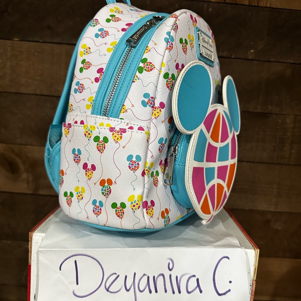 Disney Parks WDW 50th Anniversary Retro Vault Balloons Loungefly Mini Backpack - Picture 3 of 6